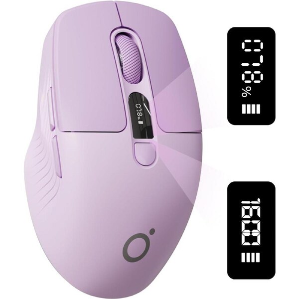 EWEADN Q1 Mini Wireless & Bluetooth Mouse - Rechargeable Silent Mouse with Type-C, Digital Power Display, Portable Pocket Mouse for Laptop - Purple