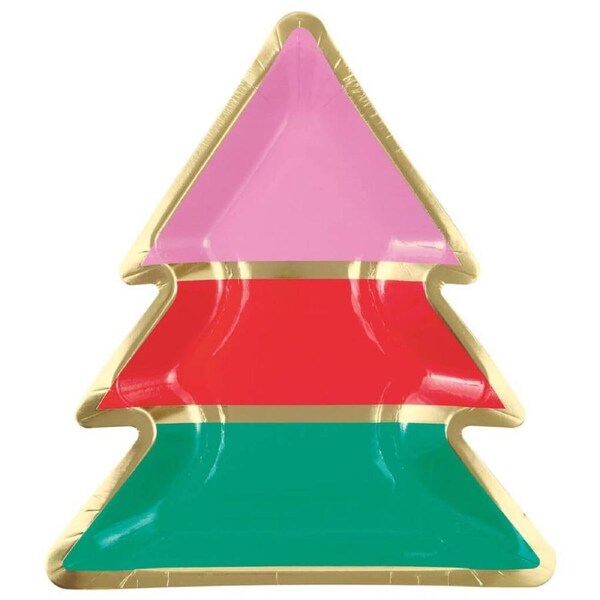 Vibrant Christmas Tree Paper Plates 8pk