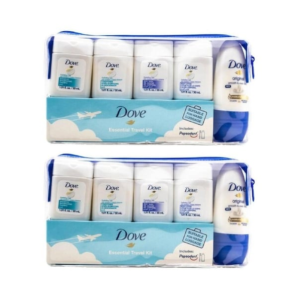 2x 6pc Dove Hydrating Care Essential Travel Toiletry Kit Carry-On Friendly