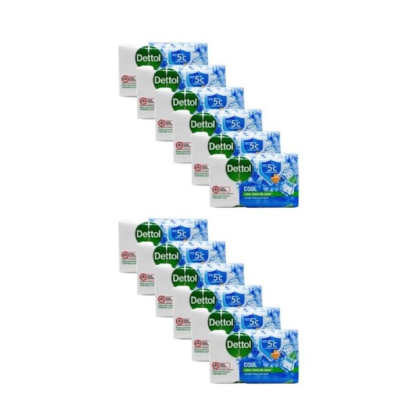 12PK Dettol Soap Bar Antibacterial Cool Effect Menthol Eucalyptus Fragrance 60g