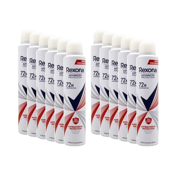 12PK Rexona Antiperspirant Deoderant Spray 72 Hr Protection w/MotionSense 200ml