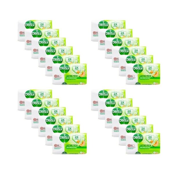 24PK Dettol Soap Bar Antibacterial Lasting Freshness Honeydew & Cucumber 60g