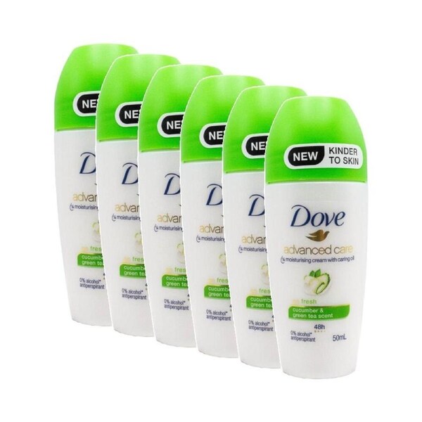 6PK Dove Antiperspirant Roll-On Deodorant 48 Hour 50ml Cucumber Green Tea