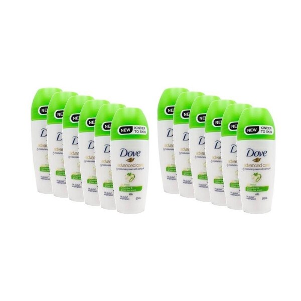 12PK Dove Antiperspirant Roll-On Deodorant 48 Hour 50ml Cucumber Green Tea