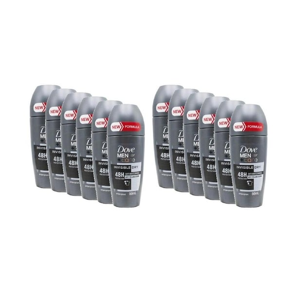 12PK Dove Men Antiperspirant Roll-On Deodorant 48 Hr Protect 50ml Invisible Dry
