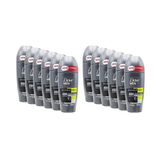 12PK Dove Men Antiperspirant Roll-On Deodorant 48 Hour 50ml Invisible Fresh