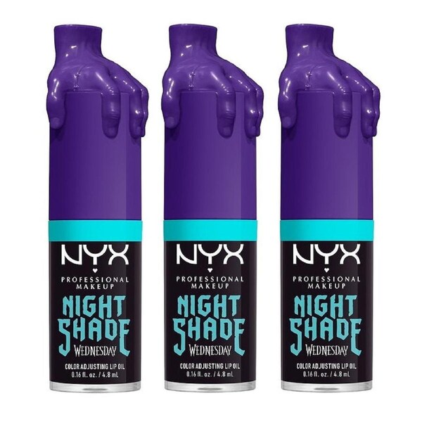3x NYX Night Shade Wednesday Colour Adjusting Lip Oil 01 4.8ml