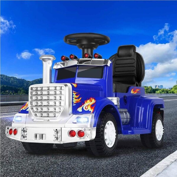 ALFORDSON Kids Ride On Car Electric Toy Truck Charm 25W Motor With LED Lights Blue