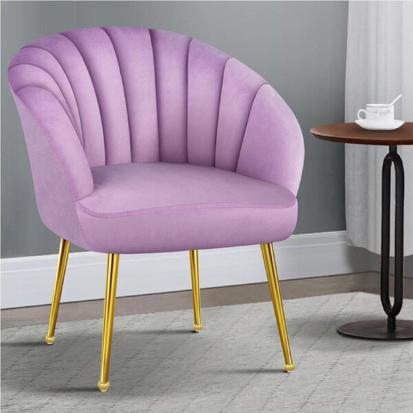 ALFORDSON Velvet Armchair Accent Lounge Chair Sofa Couch Fabric Seat Work Kendra&nbsp;Series Purple with Golden Legs