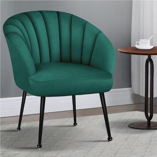 ALFORDSON Velvet Armchair Accent Lounge Chair Sofa Couch Fabric Seat Work Kendra&nbsp;Series Green with Black Legs