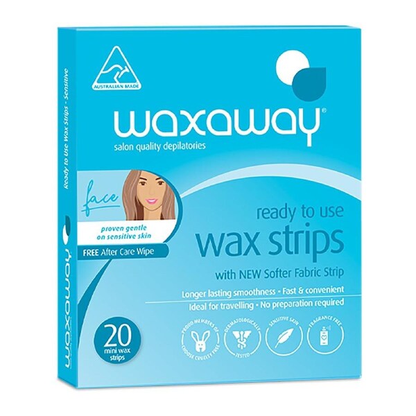 Waxaway Ready To Use Face Strips Sensitive 20pk