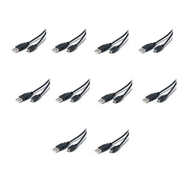 10PK Connect Cable USB 2.0 Type A to B Mini 2M Dual Functionality Black