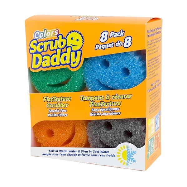 Scrub Daddy Colors 8 Pack – Scratch-Free, Odour-Resistant Cleaning Sponges
