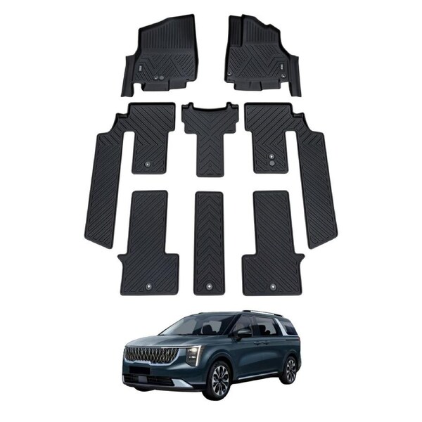 5D 3 Rows TPE Floor Mats for KIA Carnival KA4 Series Hybrid 2020-Onwards