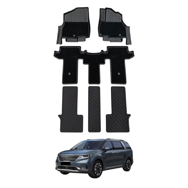 Double-Layer 3 Rows TPE Floor Mats for KIA Carnival KA4 Series 2020-Onwards