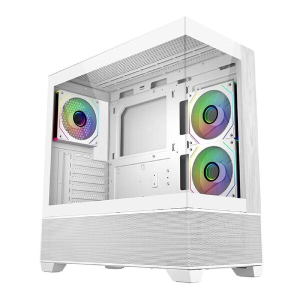 Cooler Master Elite 690 Tempered Glass And Wood Mid-Tower ATX Case - White [E690-WHNN-S00]