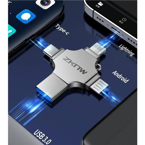 OTG Adapter USB-A to Lightning Micro USB Type C Converter(3in1) Compatible for Samsung for iPhone 15 14 13 12 Pro Max Plus for iPad Air Mini 6 Android