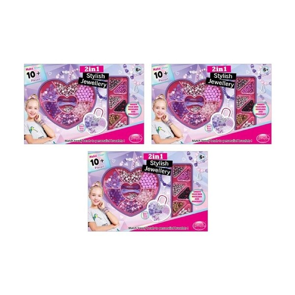 3PK ABT Kids 2-in-1 Jewellery Necklace & Bracelet Set Assorted