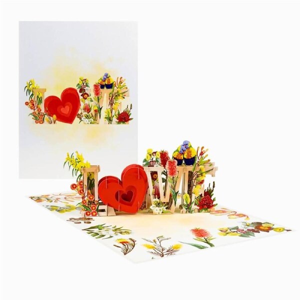 Rainbow Lorikeet LOVE Birds 3D Pop Up Card