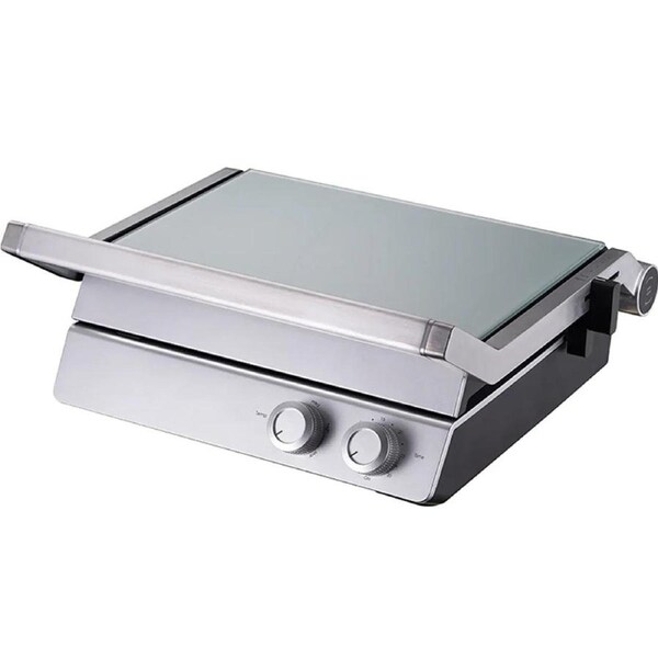 Nero Deluxe Sandwich Press Toaster Contact Grill 4 Slice Grooves with Timer