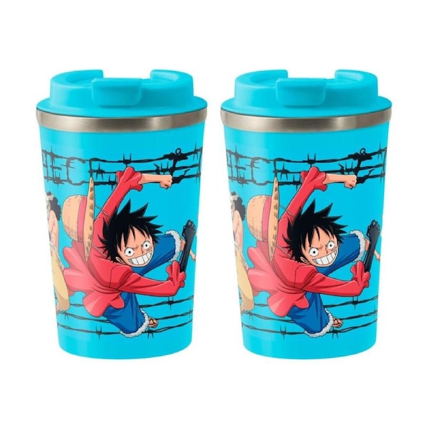 2PK One Piece Group Insulated Metal Travel Drinking Mug 350mL Blue
