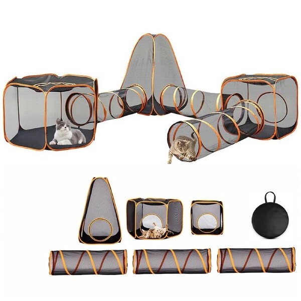 Advwin 6 in 1 Pet Cat and Dog Tunnel Tent Outdoor Cat Enclosures Portable