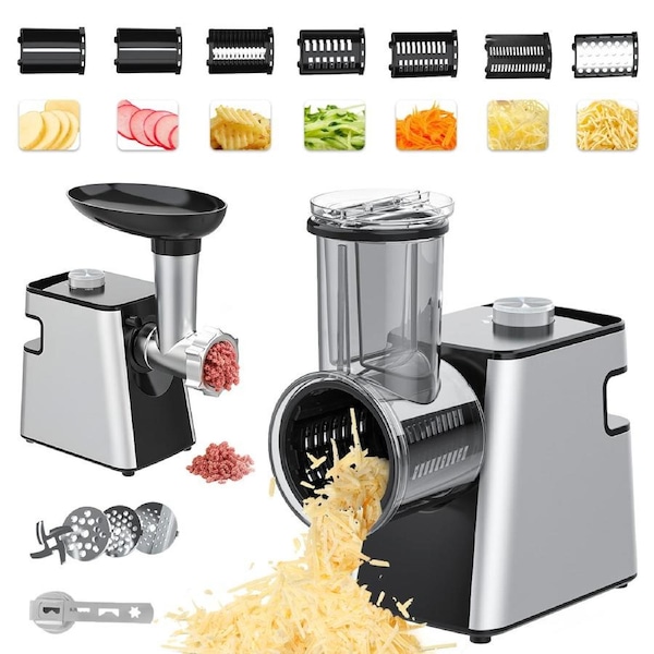 Advwin Multi Food Processor, Chopper/Grinder/Juicer/Sausage Filler/Cutter/Slicer/Kebbe Maker for Meat, Veges, Fruits, Sausages, Cheeses, Biscuits