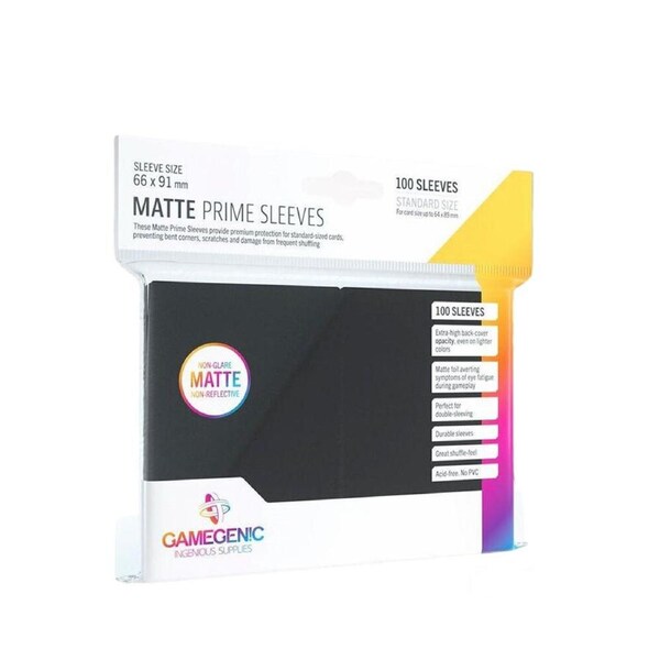 Gamegenic Matte Prime Card Sleeves Black 100 Sleeves Per Pack 66mm x 91mm