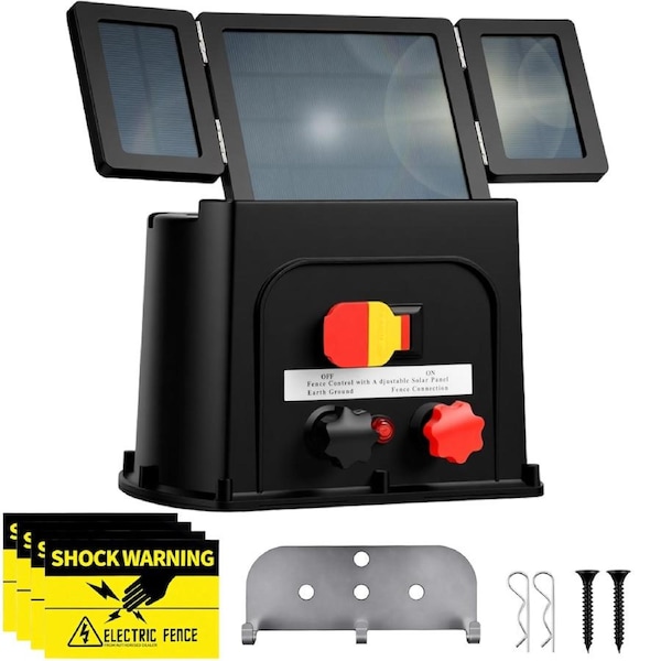 Advwin Electric Fence Energiser 0.1J 3KM Solar Powered Fencing
