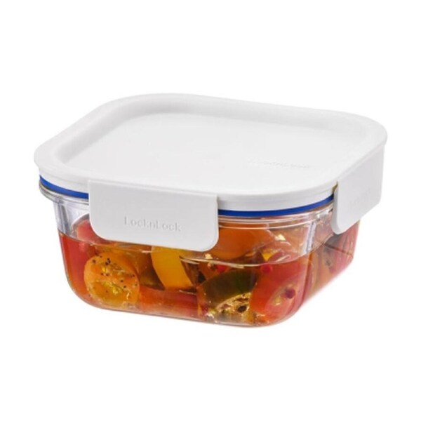 LocknLock Clear Glass Food Storage Container Microwave Safe 500ml White Lid