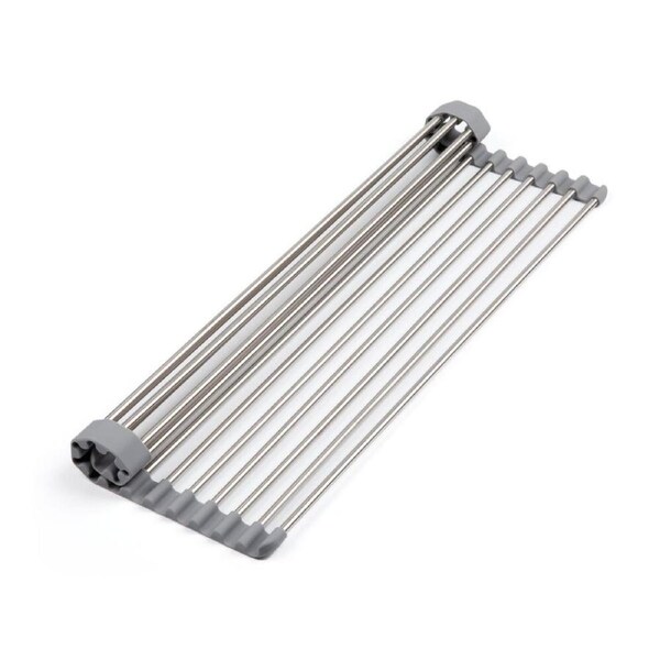 Progressive Roll-Up Over The Sink Dish Rack Stainless Steel Non-Slip 55cm