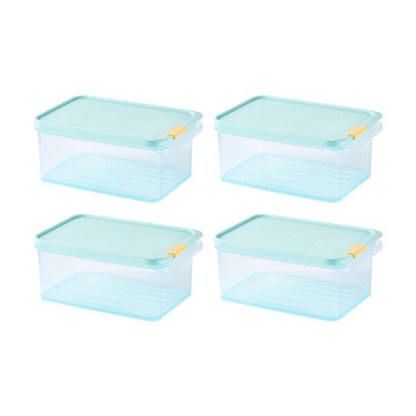 4PK LocknLock Freezer Fit Food Container Microwave Safe w/45ml Divide 1.65L Blue