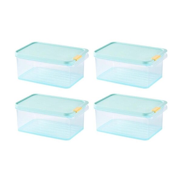 4PK LocknLock Freezer Fit Food Container Microwave Safe w/15ml Divide 1.65L Blue
