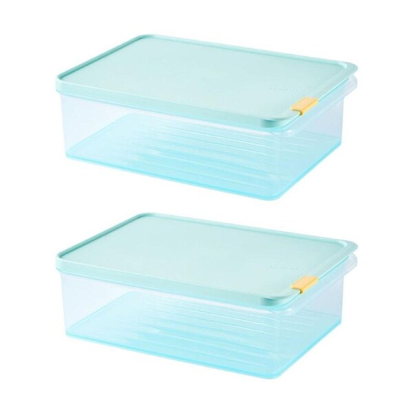 2PK LocknLock Freezer Fit Food Storage Container Microwave Safe 3.5L Blue Lid