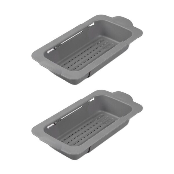 2PK Progressive Expandable Sink Colander Non-Slip Handles Food-Safe Kitchen Tool