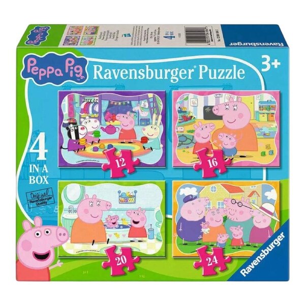 Ravensburger Peppa Pig Family Time 4 in a Box 12/16/20/24 Piece Jigsaw Puzzle 4 Pack