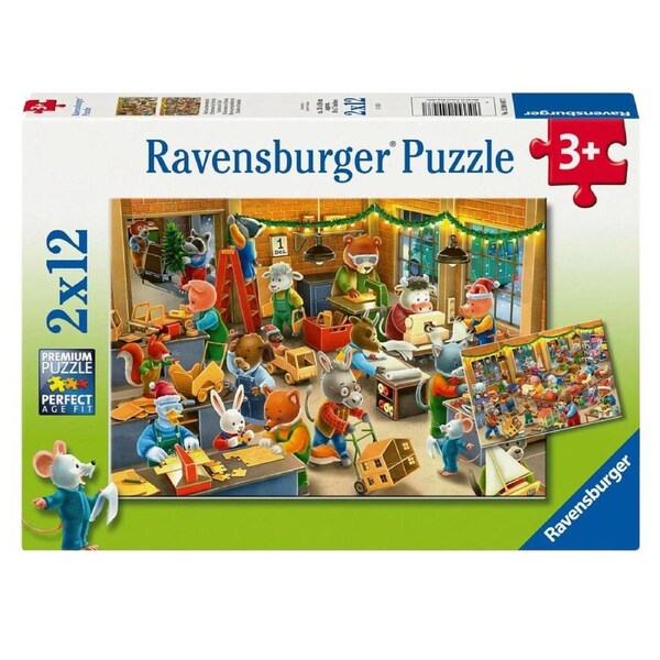 Ravensburger Christmas Toy Factory 24 Piece Jigsaw Puzzle 2 Pack