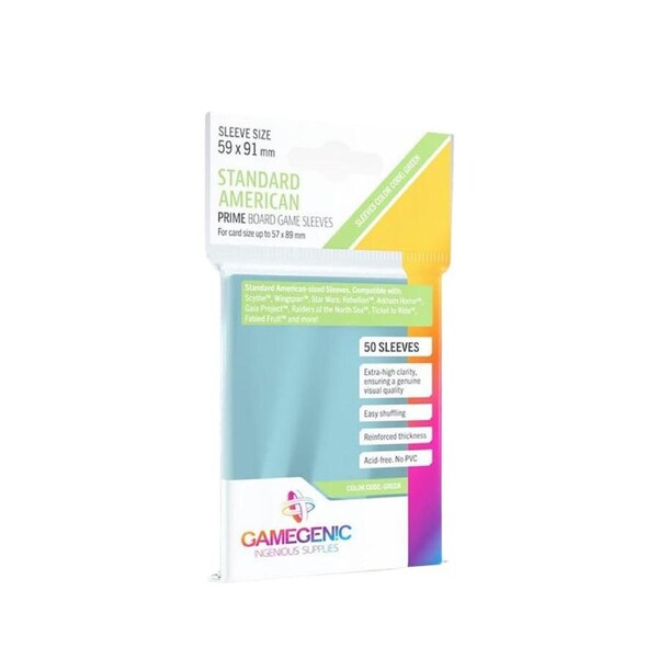 Gamegenic Prime Board Game Sleeves Standard American Sized 59 x 91mm 50 Sleeves