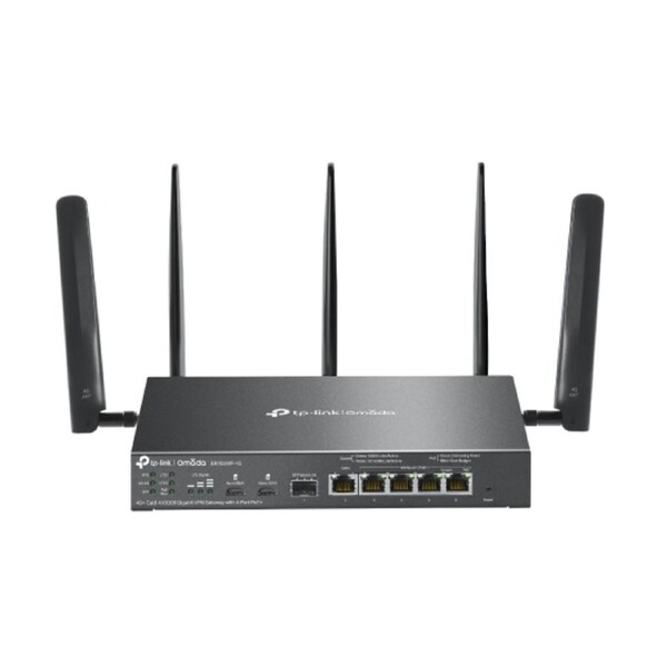 TP-Link ER706WP-4G Omada 4G+ Cat6 AX3000 Gigabit VPN Gateway with 4-Port PoE+, 574Mbps at 2.4 GHz + 2402 Mbps at 5 GHz (HE160) Wi-Fi Speed, 300 Mbps D