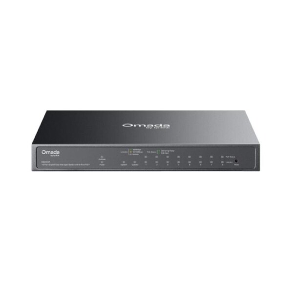 TP-Link ES210GP Omada 10-Port Gigabit Easy Managed Switch with 8-Port PoE+, 8x Gigabit PoE+ Ports, 1x Gigabit Non-PoE Ports, 1x Combo Gigabit RJ45/SF