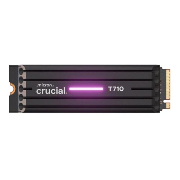 Crucial T710 2TB PCIe Gen5 NVMe 2280 SSD w Heatsink - 14500/13800 MB/s R/W 1200TBW 2.3M IOPs 1.5M hrs MTTF with DirectStorage for Intel & AMD 5yrs