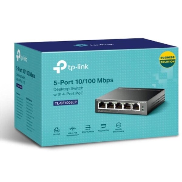 TP-Link TL-SF1005LP 5-Port 10/100Mbps Desktop Switch with 4-Port PoE 41W IEEE 802.3af compliant 1Gbps Switching