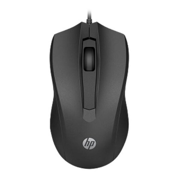 HP Wired Desktop 100 Mouse 1200dpi 3 Buttons Wired USB-A Connector Precise Red Optical Sensor 1.2M Cable Length Black 1YR WTY