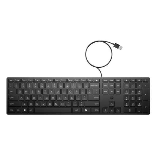HP Wired 320K Full-Sized Keyboard - Compatible with Windows 10, Desktop PC, Laptop, Notebook USB Plug and Play Connectivity, Easy Cleaning 1YR WTY
