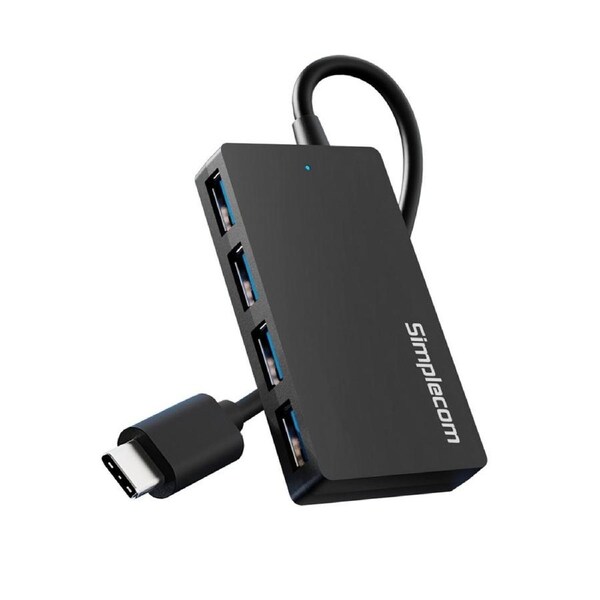 Simplecom CH352 USB-A to 4xPort SuperSpeed USB 3.2 Gen1, 5Gbps, plug & play, bus-powered, ABS, 76x41x11mm, 35g, 15cm cable, Win/macOS/Linux compatible