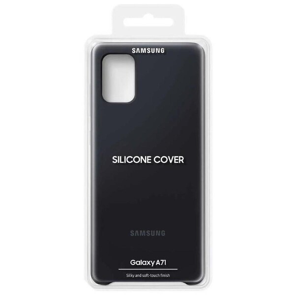Original Samsung Galaxy A71 Silicone Cover - Genuine Soft Matte Case, Black - Slim Protective Sleeve