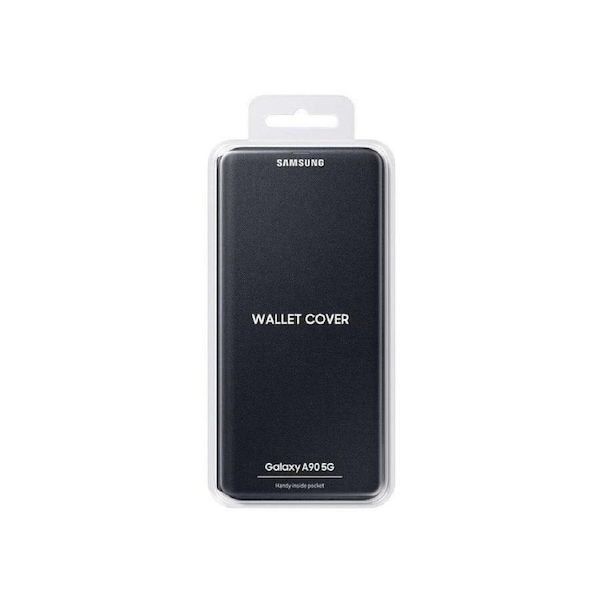 Original Genuine Samsung Galaxy A90 5G Wallet Cover - Black - Leather with Inside Pocket