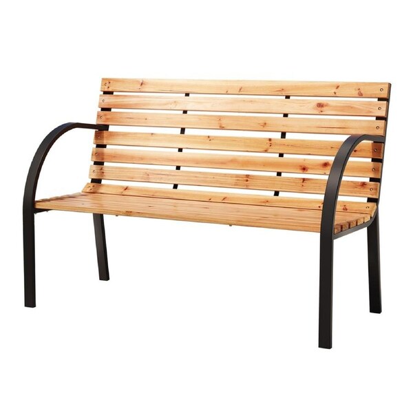 120cm 2 Seater Gardeon Outdoor Garden Bench Seat Wooden Steel Patio Furniture Natural