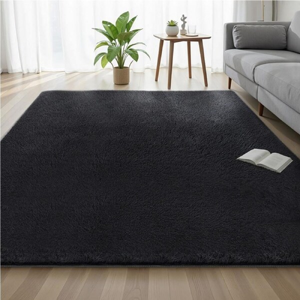 Artiss Floor Rug 200x290cm Large Non-Slip Shaggy Rug Living Room Bedroom Mat Black