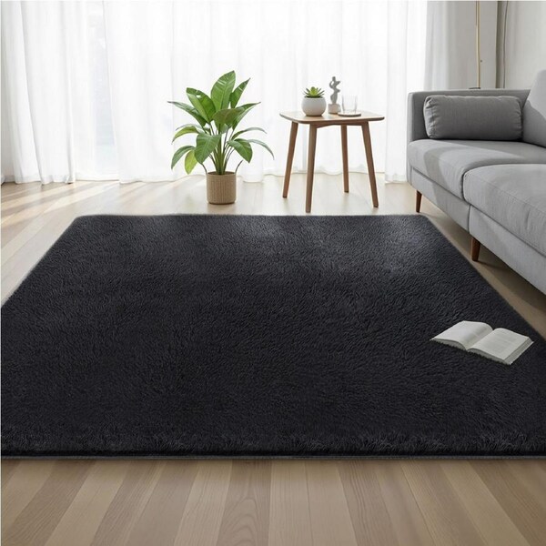 Artiss Floor Rug 200x230cm Large Non-Slip Shaggy Rug Living Room Bedroom Mat Black